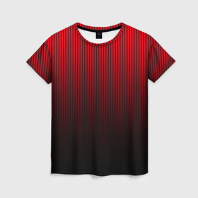 Женская футболка 3D с принтом Красно чёрный градиент в полоску в Кировске, 100% полиэфир ( синтетическое хлопкоподобное полотно) | прямой крой, круглый вырез горловины, длина до линии бедер | 