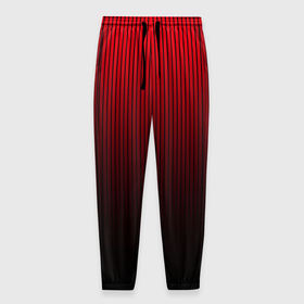 Мужские брюки 3D с принтом Красно чёрный градиент в полоску в Новосибирске, 100% полиэстер | манжеты по низу, эластичный пояс регулируется шнурком, по бокам два кармана без застежек, внутренняя часть кармана из мелкой сетки | Тематика изображения на принте: 