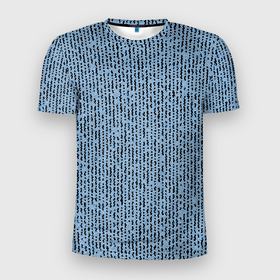 Мужская футболка 3D Slim с принтом Голубой с чёрным мелкая мозаика в Петрозаводске, 100% полиэстер с улучшенными характеристиками | приталенный силуэт, круглая горловина, широкие плечи, сужается к линии бедра | 