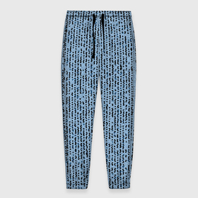 Мужские брюки 3D с принтом Голубой с чёрным мелкая мозаика в Курске, 100% полиэстер | манжеты по низу, эластичный пояс регулируется шнурком, по бокам два кармана без застежек, внутренняя часть кармана из мелкой сетки | Тематика изображения на принте: 