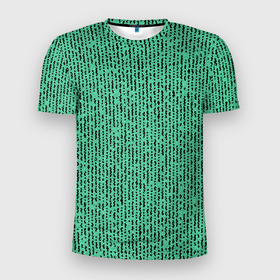 Мужская футболка 3D Slim с принтом Мозаика нефритовый зелёный в Тюмени, 100% полиэстер с улучшенными характеристиками | приталенный силуэт, круглая горловина, широкие плечи, сужается к линии бедра | 