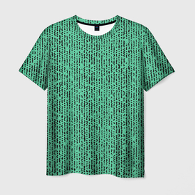 Мужская футболка 3D с принтом Мозаика нефритовый зелёный в Белгороде, 100% полиэфир | прямой крой, круглый вырез горловины, длина до линии бедер | 