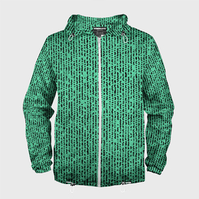 Мужская ветровка 3D с принтом Мозаика нефритовый зелёный в Белгороде, 100% полиэстер | подол и капюшон оформлены резинкой с фиксаторами, два кармана без застежек по бокам, один потайной карман на груди | 