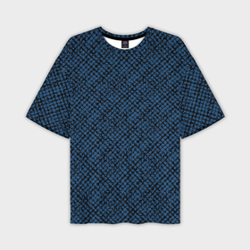 Мужская футболка oversize 3D с принтом Паттерн чёрно синий мелкая клетка в Курске,  |  | 