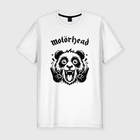 Мужская футболка хлопок Slim с принтом Motorhead   rock panda в Екатеринбурге, 92% хлопок, 8% лайкра | приталенный силуэт, круглый вырез ворота, длина до линии бедра, короткий рукав | 