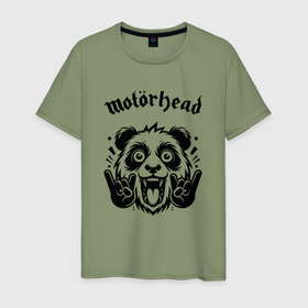 Мужская футболка хлопок с принтом Motorhead   rock panda в Курске, 100% хлопок | прямой крой, круглый вырез горловины, длина до линии бедер, слегка спущенное плечо. | 