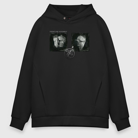 Мужское худи Oversize хлопок с принтом Frontline Assembly   Skulls в Кировске, френч-терри — 70% хлопок, 30% полиэстер. Мягкий теплый начес внутри —100% хлопок | боковые карманы, эластичные манжеты и нижняя кромка, капюшон на магнитной кнопке | Тематика изображения на принте: 