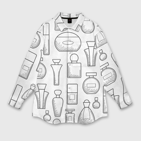 Мужская рубашка oversize 3D с принтом Парфюм белый в Петрозаводске,  |  | 