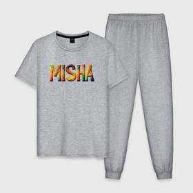 Мужская пижама хлопок с принтом Misha yarn art , 100% хлопок | брюки и футболка прямого кроя, без карманов, на брюках мягкая резинка на поясе и по низу штанин
 | 