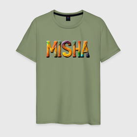 Мужская футболка хлопок с принтом Misha yarn art в Кировске, 100% хлопок | прямой крой, круглый вырез горловины, длина до линии бедер, слегка спущенное плечо. | 