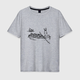Мужская футболка хлопок Oversize с принтом Дед Мазии и заяц на лодке в Петрозаводске, 100% хлопок | свободный крой, круглый ворот, “спинка” длиннее передней части | Тематика изображения на принте: 