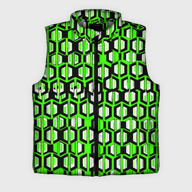 Мужской жилет утепленный 3D с принтом Техно узор из шестиугольников зелёный в Тюмени,  |  | Тематика изображения на принте: 
