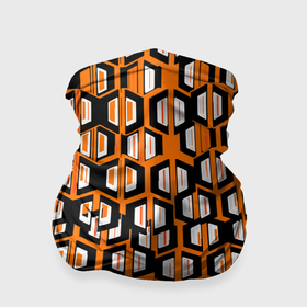 Бандана-труба 3D с принтом Техно узор из шестиугольников оранжевый в Тюмени, 100% полиэстер, ткань с особыми свойствами — Activecool | плотность 150‒180 г/м2; хорошо тянется, но сохраняет форму | 