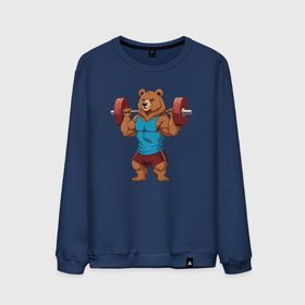 Мужской свитшот хлопок с принтом Медведь со штангой , 100% хлопок |  | Тематика изображения на принте: 