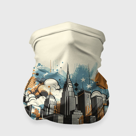 Бандана-труба 3D с принтом Рисунок города с небоскребами , 100% полиэстер, ткань с особыми свойствами — Activecool | плотность 150‒180 г/м2; хорошо тянется, но сохраняет форму | 