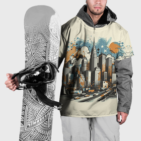 Накидка на куртку 3D с принтом Рисунок города с небоскребами , 100% полиэстер |  | 