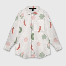 Мужская рубашка oversize 3D с принтом Овощной узор ,  |  | 