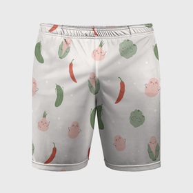 Мужские шорты спортивные с принтом Овощной узор ,  |  | Тематика изображения на принте: 