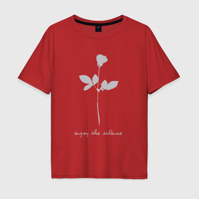 Мужская футболка хлопок Oversize с принтом Depeche Mode   rose enjoy the silence в Курске, 100% хлопок | свободный крой, круглый ворот, “спинка” длиннее передней части | 