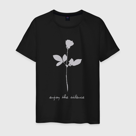 Мужская футболка хлопок с принтом Depeche Mode   rose enjoy the silence в Новосибирске, 100% хлопок | прямой крой, круглый вырез горловины, длина до линии бедер, слегка спущенное плечо. | 