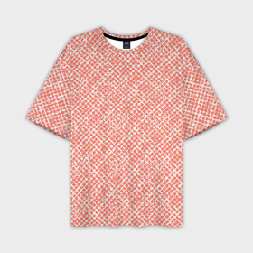Мужская футболка oversize 3D с принтом Светлый персиковый паттерн клетчатый в Кировске,  |  | 