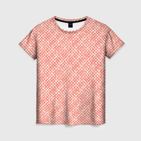 Женская футболка 3D с принтом Светлый персиковый паттерн клетчатый в Кировске, 100% полиэфир ( синтетическое хлопкоподобное полотно) | прямой крой, круглый вырез горловины, длина до линии бедер | 