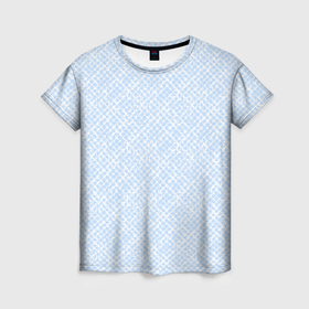 Женская футболка 3D с принтом Паттерн бело голубой в Кировске, 100% полиэфир ( синтетическое хлопкоподобное полотно) | прямой крой, круглый вырез горловины, длина до линии бедер | 