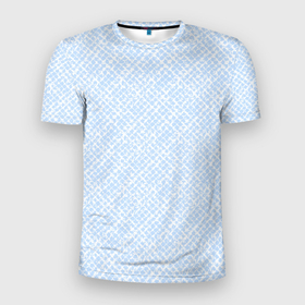 Мужская футболка 3D Slim с принтом Паттерн бело голубой в Белгороде, 100% полиэстер с улучшенными характеристиками | приталенный силуэт, круглая горловина, широкие плечи, сужается к линии бедра | 