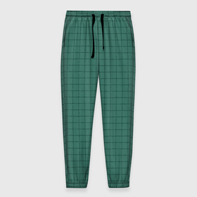 Мужские брюки 3D с принтом Патиново зелёный в клетку в Санкт-Петербурге, 100% полиэстер | манжеты по низу, эластичный пояс регулируется шнурком, по бокам два кармана без застежек, внутренняя часть кармана из мелкой сетки | 
