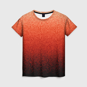 Женская футболка 3D с принтом Полосатый градиент оранжево красный в чёрный в Санкт-Петербурге, 100% полиэфир ( синтетическое хлопкоподобное полотно) | прямой крой, круглый вырез горловины, длина до линии бедер | 