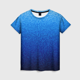 Женская футболка 3D с принтом Сине голубой в вертикальную полоску , 100% полиэфир ( синтетическое хлопкоподобное полотно) | прямой крой, круглый вырез горловины, длина до линии бедер | 
