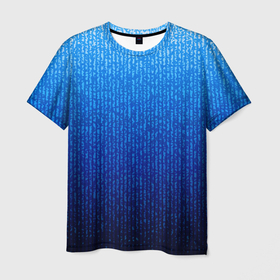 Мужская футболка 3D с принтом Сине голубой в вертикальную полоску в Новосибирске, 100% полиэфир | прямой крой, круглый вырез горловины, длина до линии бедер | 