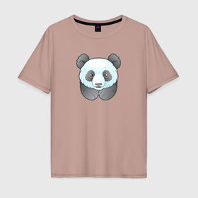Мужская футболка хлопок Oversize с принтом Маленькая забавная панда в Екатеринбурге, 100% хлопок | свободный крой, круглый ворот, “спинка” длиннее передней части | 