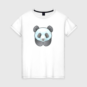 Женская футболка хлопок с принтом Маленькая забавная панда в Белгороде, 100% хлопок | прямой крой, круглый вырез горловины, длина до линии бедер, слегка спущенное плечо | 