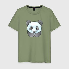Мужская футболка хлопок с принтом Маленькая забавная панда , 100% хлопок | прямой крой, круглый вырез горловины, длина до линии бедер, слегка спущенное плечо. | 