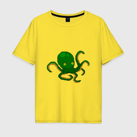 Мужская футболка хлопок Oversize с принтом 8 bit octopus в Екатеринбурге, 100% хлопок | свободный крой, круглый ворот, “спинка” длиннее передней части | 