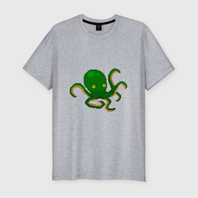 Мужская футболка хлопок Slim с принтом 8 bit octopus в Екатеринбурге, 92% хлопок, 8% лайкра | приталенный силуэт, круглый вырез ворота, длина до линии бедра, короткий рукав | 