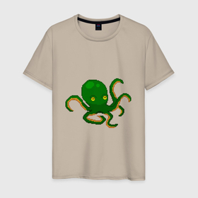 Мужская футболка хлопок с принтом 8 bit octopus в Курске, 100% хлопок | прямой крой, круглый вырез горловины, длина до линии бедер, слегка спущенное плечо. | 