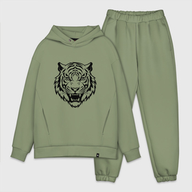 Мужской костюм oversize хлопок с принтом Tattoo tiger head ,  |  | 