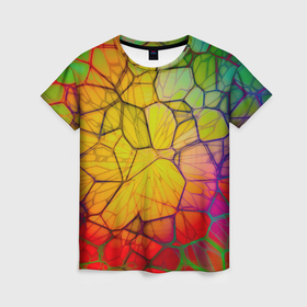 Женская футболка 3D с принтом Bright abstraction в Кировске, 100% полиэфир ( синтетическое хлопкоподобное полотно) | прямой крой, круглый вырез горловины, длина до линии бедер | 