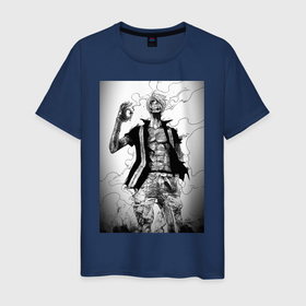 Мужская футболка хлопок с принтом Санджи Винсмок курит в Курске, 100% хлопок | прямой крой, круглый вырез горловины, длина до линии бедер, слегка спущенное плечо. | 