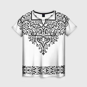 Женская футболка 3D с принтом Узор Ренессанса , 100% полиэфир ( синтетическое хлопкоподобное полотно) | прямой крой, круглый вырез горловины, длина до линии бедер | 