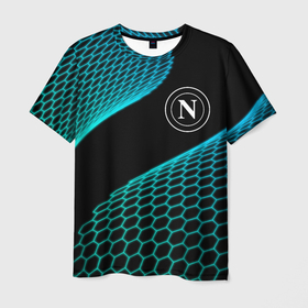 Мужская футболка 3D с принтом Napoli football net в Петрозаводске, 100% полиэфир | прямой крой, круглый вырез горловины, длина до линии бедер | 