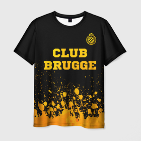 Мужская футболка 3D с принтом Club Brugge   gold gradient посередине в Новосибирске, 100% полиэфир | прямой крой, круглый вырез горловины, длина до линии бедер | 