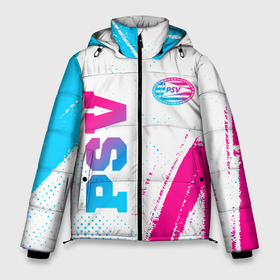 Мужская зимняя куртка 3D с принтом PSV neon gradient style вертикально в Новосибирске, верх — 100% полиэстер; подкладка — 100% полиэстер; утеплитель — 100% полиэстер | длина ниже бедра, свободный силуэт Оверсайз. Есть воротник-стойка, отстегивающийся капюшон и ветрозащитная планка. 

Боковые карманы с листочкой на кнопках и внутренний карман на молнии. | 