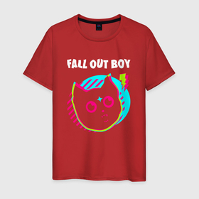 Мужская футболка хлопок с принтом Fall Out Boy rock star cat , 100% хлопок | прямой крой, круглый вырез горловины, длина до линии бедер, слегка спущенное плечо. | 