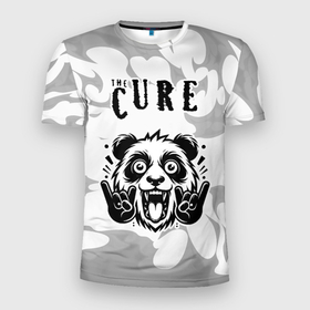 Мужская футболка 3D Slim с принтом The Cure рок панда на светлом фоне , 100% полиэстер с улучшенными характеристиками | приталенный силуэт, круглая горловина, широкие плечи, сужается к линии бедра | 