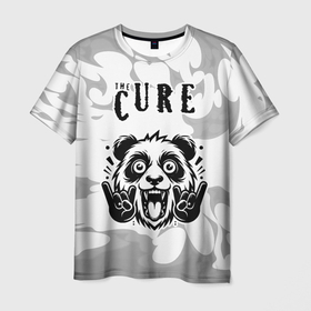 Мужская футболка 3D с принтом The Cure рок панда на светлом фоне , 100% полиэфир | прямой крой, круглый вырез горловины, длина до линии бедер | 