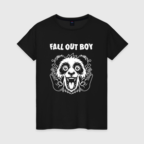 Женская футболка хлопок с принтом Fall Out Boy rock panda в Санкт-Петербурге, 100% хлопок | прямой крой, круглый вырез горловины, длина до линии бедер, слегка спущенное плечо | 