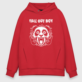 Мужское худи Oversize хлопок с принтом Fall Out Boy rock panda в Санкт-Петербурге, френч-терри — 70% хлопок, 30% полиэстер. Мягкий теплый начес внутри —100% хлопок | боковые карманы, эластичные манжеты и нижняя кромка, капюшон на магнитной кнопке | Тематика изображения на принте: 